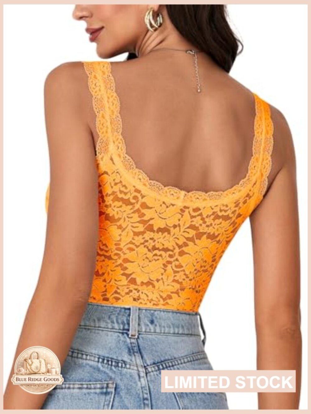 Floral Lace Tank Top Scallop Strap Sleeveless Sheer Cami Shirt - Picture 2 of 6